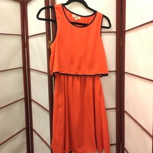 Ya Orange Dress with Navy Trim - Medium